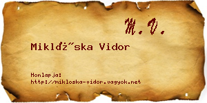 Miklóska Vidor névjegykártya